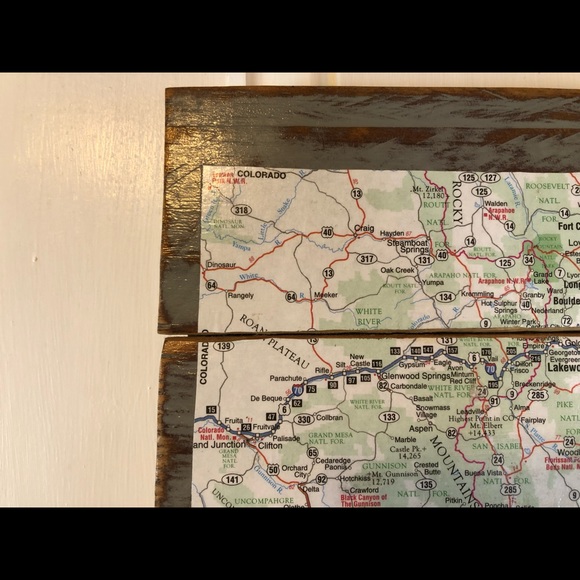 CLEARANCE Colorado Map Decoupage Eco Recycled Wall Travel Art - Picture 5 of 6